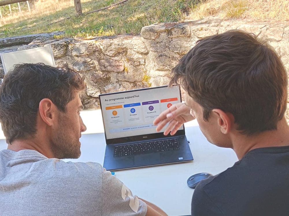 Le programme de la séance affiché à l’écran pendant une formation à domicile